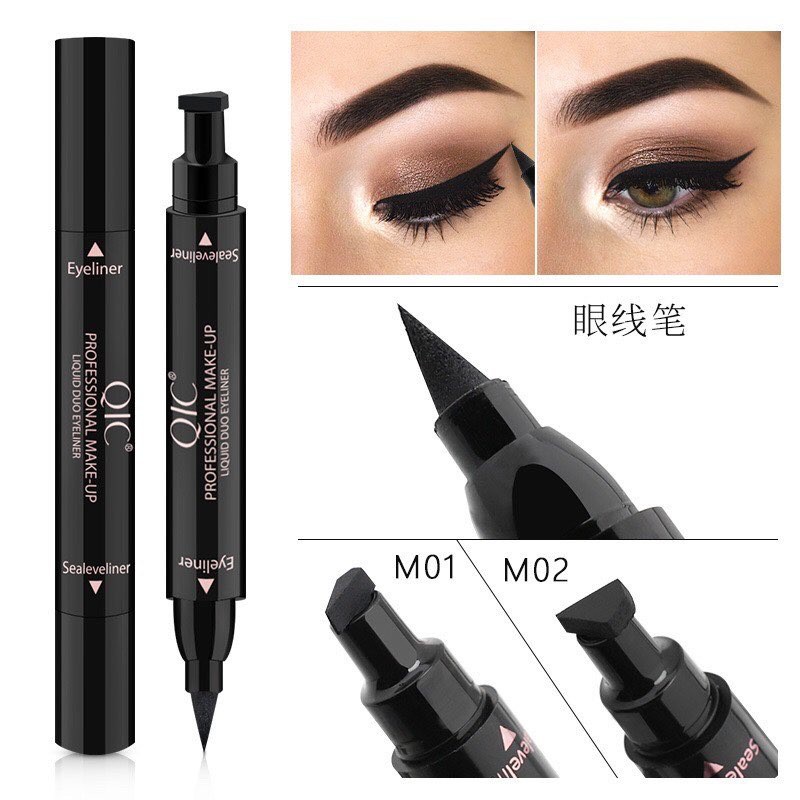 Bút kẻ mắt 2 đầu QIC chính hãng siêu hot - không thấm nước không trôi