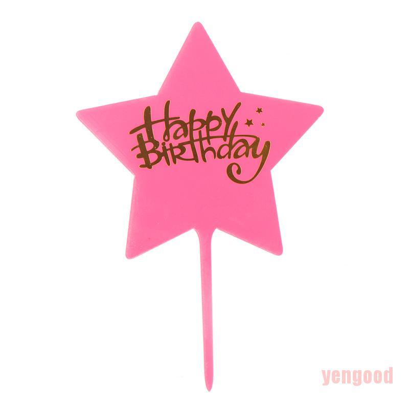 1 Phụ Kiện Trang Trí Bánh Kem Bằng Acrylic Hình Chữ Happy Birthday Dễ Thương