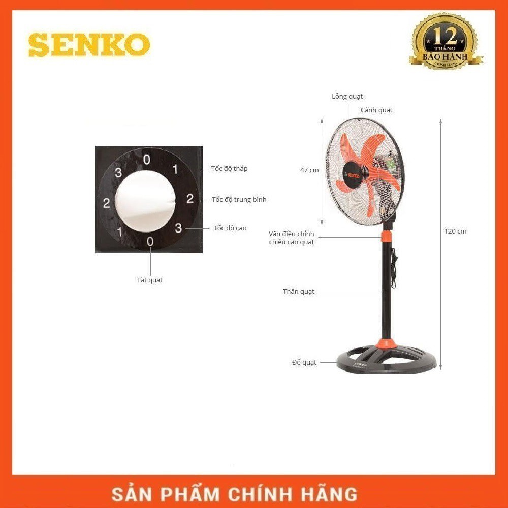 Quạt cây đứng SENKO DTS107 - Thân inox (màu giao ngẫu nhiên)