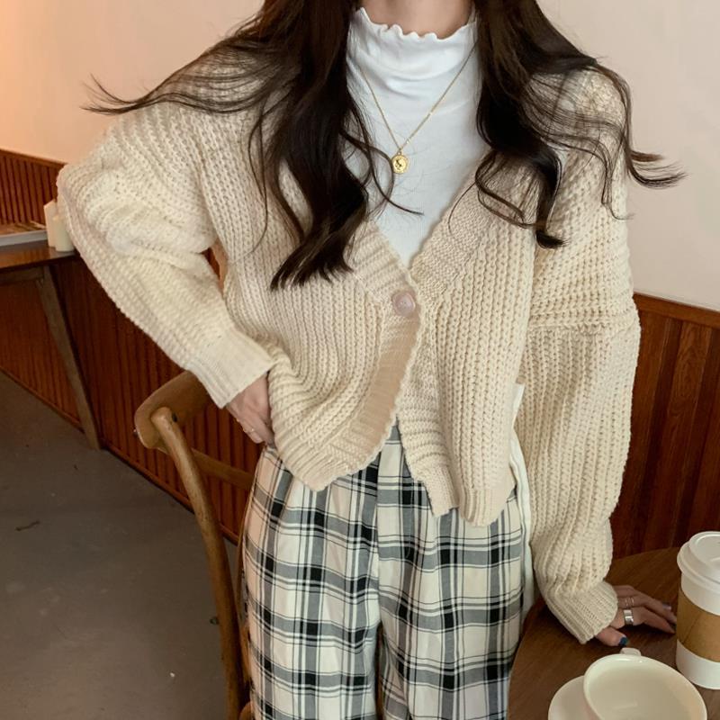 Áo Khoác Cardigan Tay Dài Dáng Rộng Phong Cách Hàn Quốc 2021