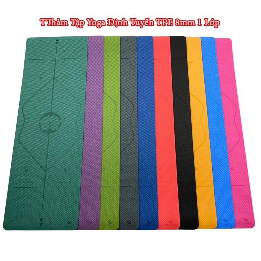 Thảm Yoga 8mm 1 Lớp Định Tuyến Cao Cấp.Tặng dây buộc thảm