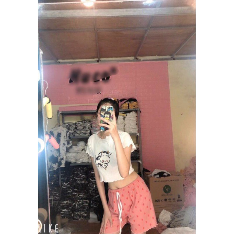 Quần đùi tim hồng 🦋SHORT THÁI LAN🌸Quần ngủ nữ siêu xinh (35-55kg),Dáng xòe, cạp chun, vải cotton mịn mát co giãn 4 chiều | BigBuy360 - bigbuy360.vn