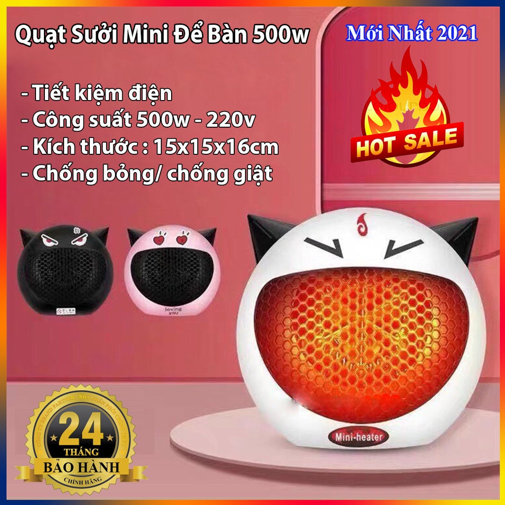 Bảo Hành 24 ThángQuạt Sưởi Mini, Máy Sưởi Ấm Đa Năng Để Bàn 500w Hình Thú Siêu Đáng Yêu, An Toàn Khi Sử Dụng