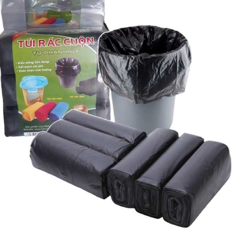Combo 3 cuộn / 1 bịch túi rác đen tự phân huỷ