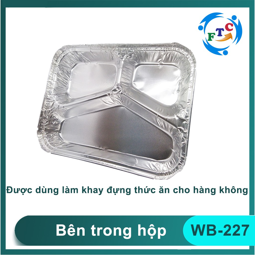 KHAY NHÔM 3 NGĂN (Khay Giấy Bạc có nắp) CAO CẤP ĐỰNG THỰC PHẨM DÙNG 1 LẦN 750ML