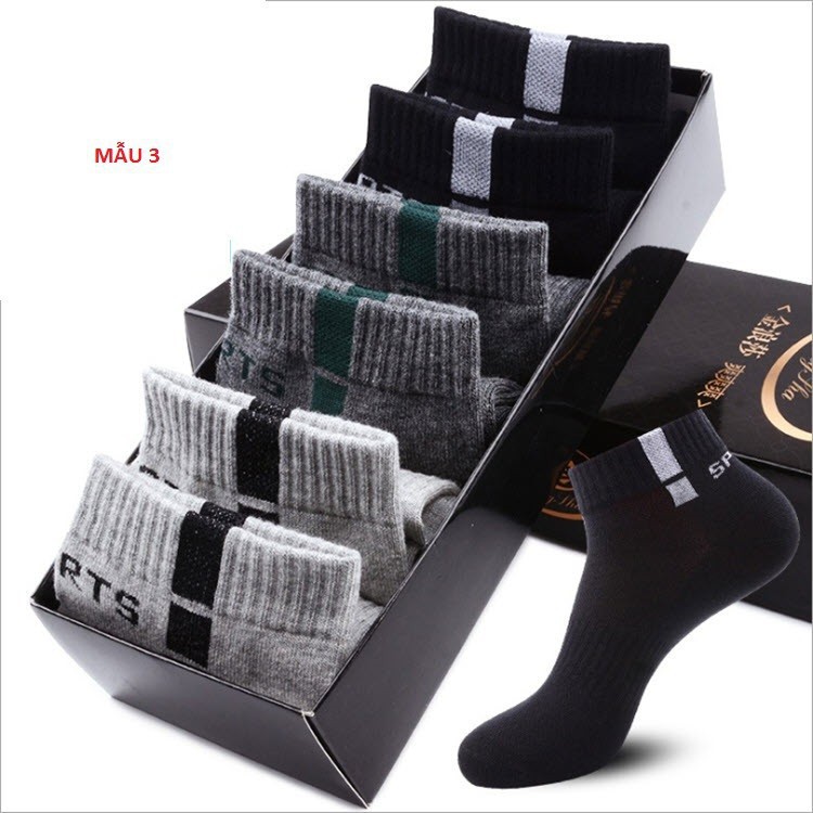 FA259 Hộp 6 đôi tất nam (vớ) cotton kháng khuẩn mềm mại cao cấp Đài Loan hàng nhập