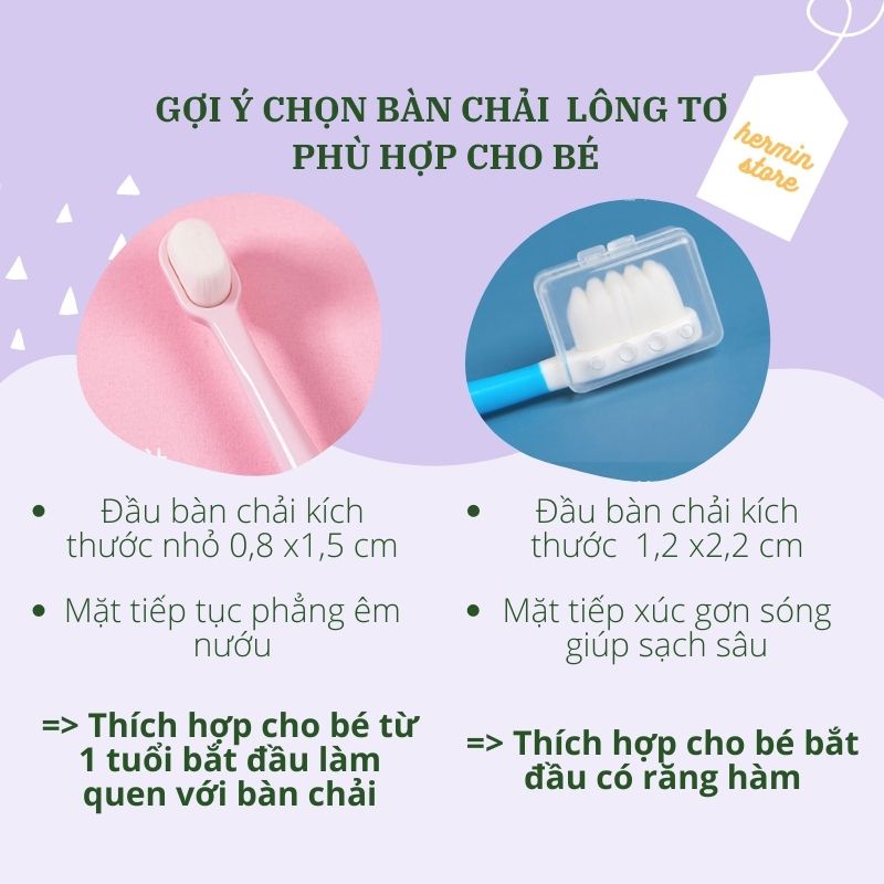 Bàn chải đánh răng cho bé sợi lông tơ siêu mềm cho bé 1-4 tuổi kèm hộp đựng vệ sinh