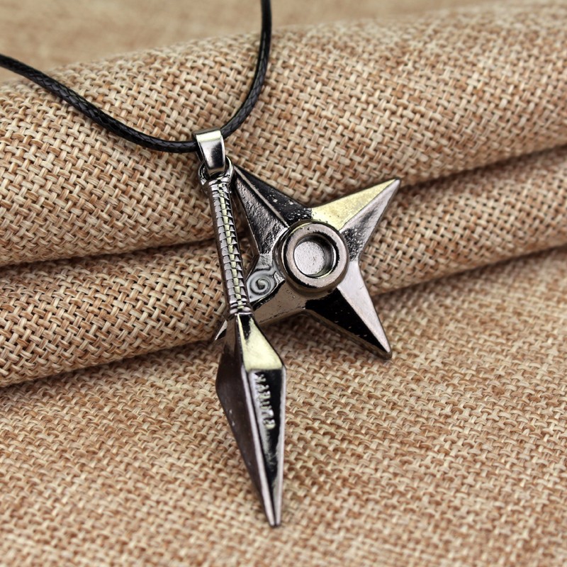 Vòng cổ Mặt Hình Phi Tiêu Naruto Ninja Shuriken Darts Cổ Điển Bằng Hợp Kim Dành Cho Nam Giới