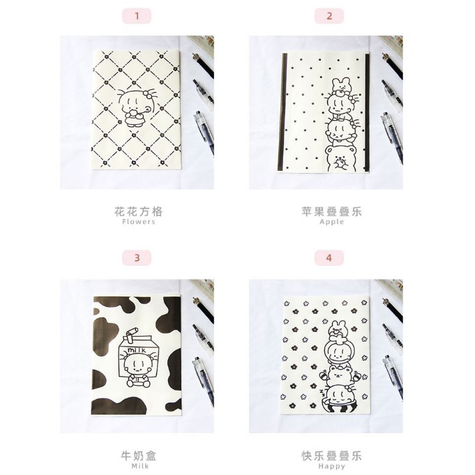 Túi Giấy Đựng Thức Ăn In Hình Thỏ Màu Trắng Đen Dễ Thương