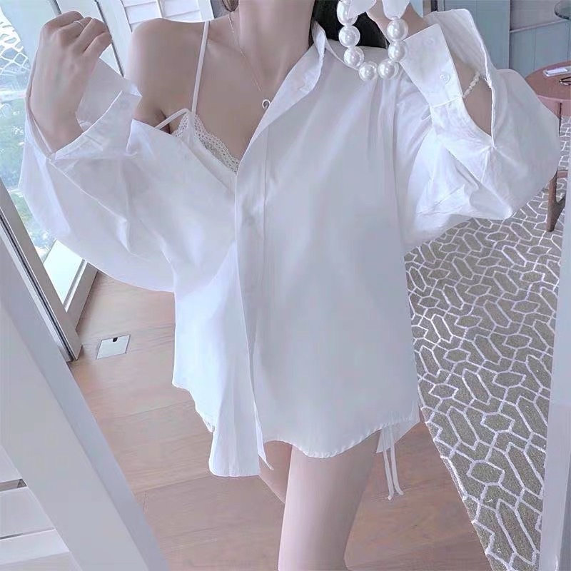 ÁO SƠ MI OVERSIZE NƠ LƯNG TIỂU THƯ ULZZANG