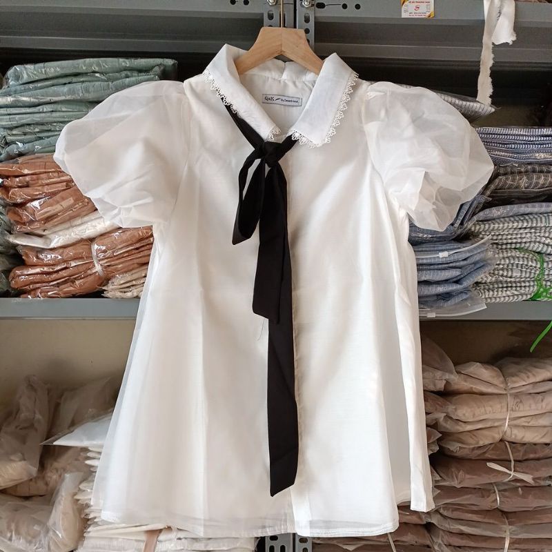 Áo babydoll tay bồng màu trắng công chúa (video/sẵn) | BigBuy360 - bigbuy360.vn