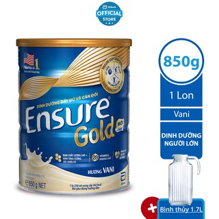 [Tặng Bình thủy tinh 1.7L] Sữa bột Ensure Vani 850g