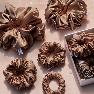 Buộc Tóc Lụa Vải Mịn Màu Nâu CÁNH DÁN Full Size🤎