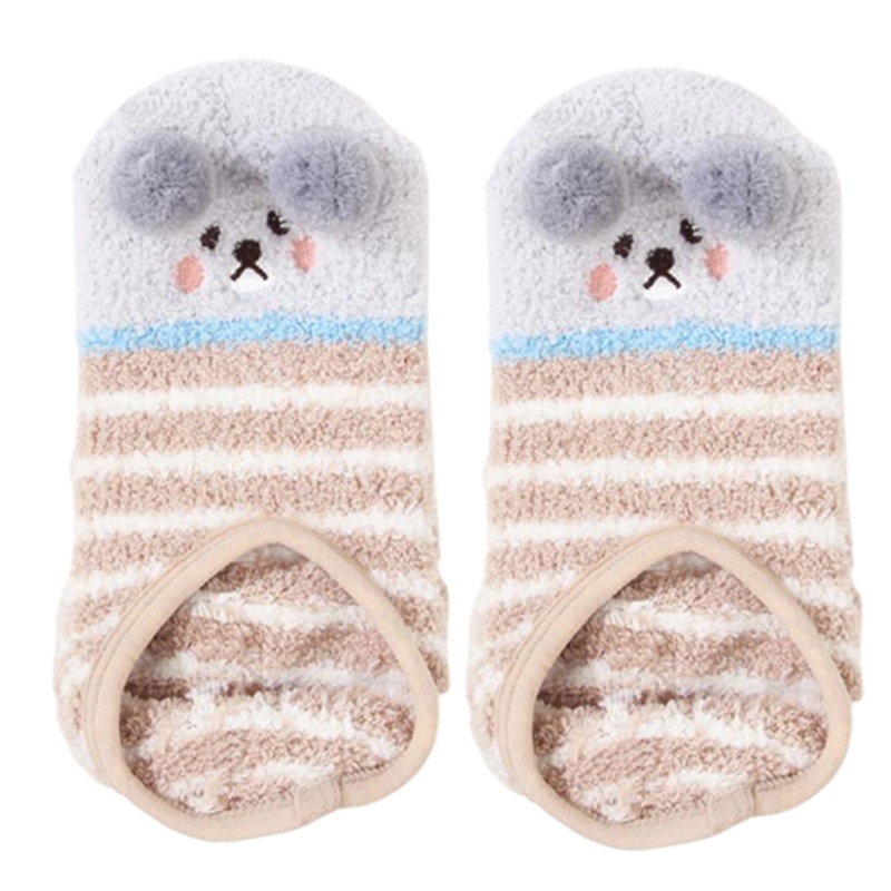 Tất Nhung Cổ Thấp Chống Trượt Thêu Họa Tiết Động Vật Hoạt Hình Xinh Xắn Theo Phong Cách Mùa Đông Dành Cho Nữ