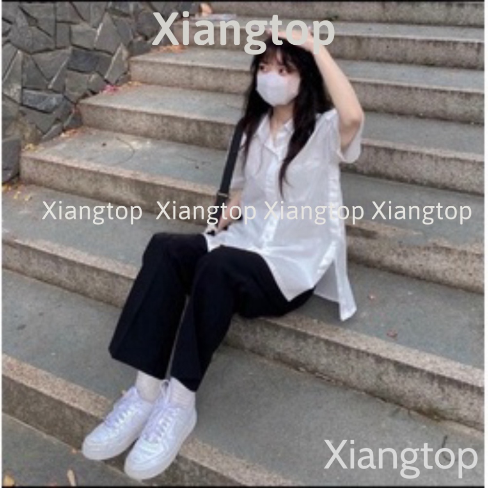 Áo kiểu nữ , Áo sơ mi xẻ cúc bên cách điệu phong cách Hàn Quốc A2444 Xiangtop