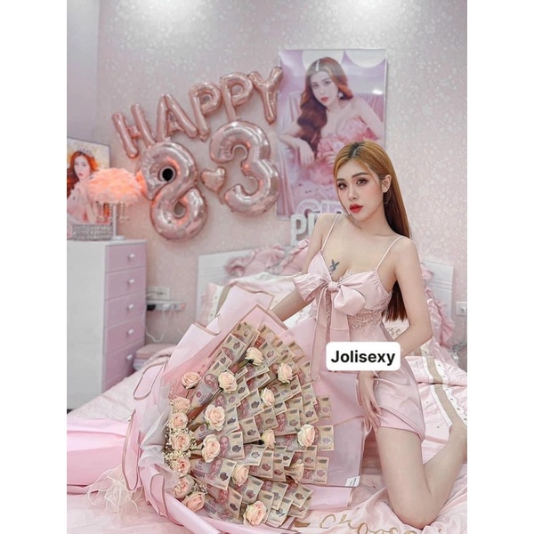 Sẵn sỉ Đầm ngủ lụa sexy 2 dây nơ ngực siêu quyến rũ ( ảnh thật kèm video ) SP063