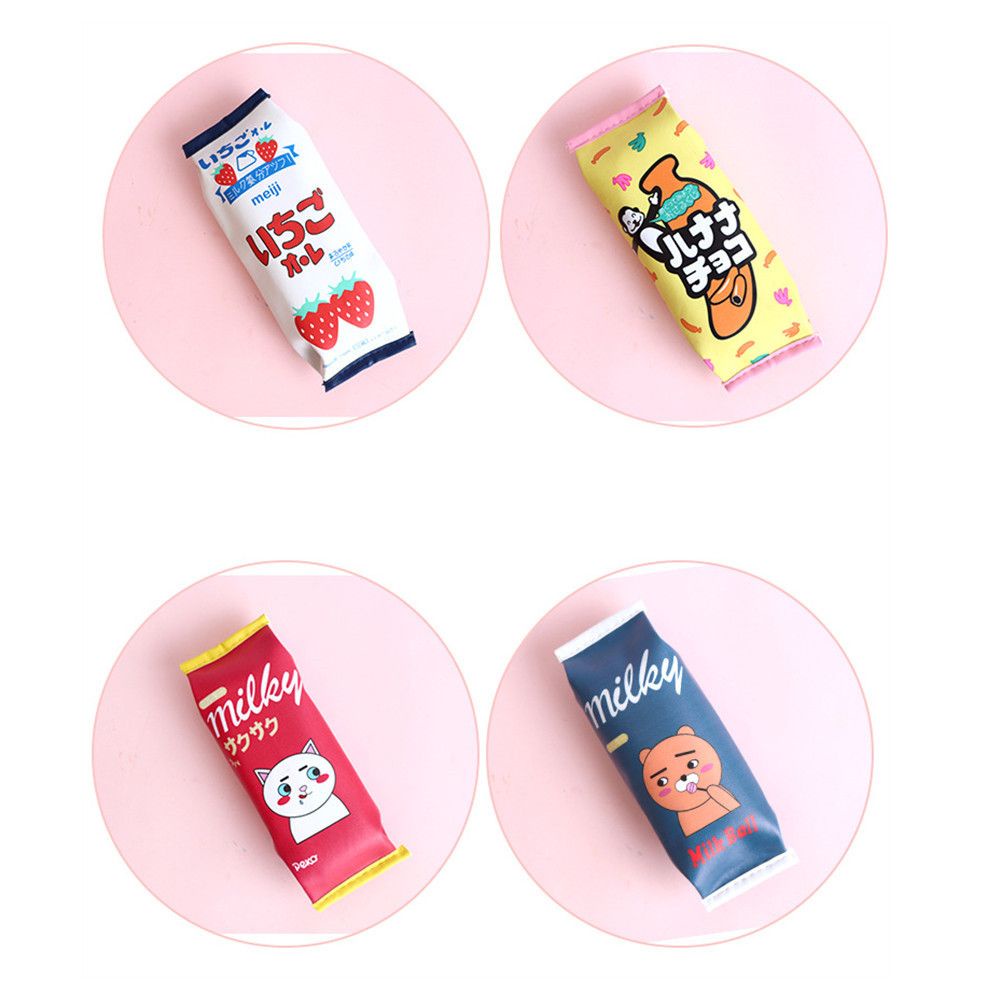 Túi đựng bút hình hộp sữa in hoạt hình chống nước sức chứa lớn kiểu Hàn Quốc cho học sinh