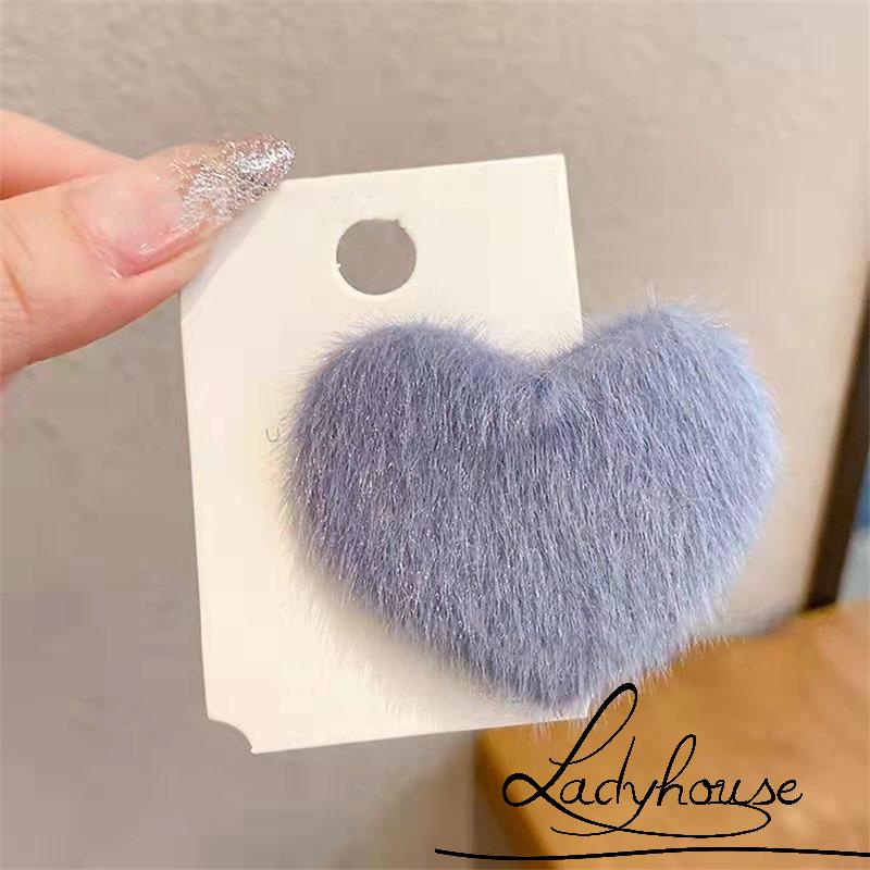 Kẹp tóc hình trái tim bằng vải bông đơn giản dành cho nữ