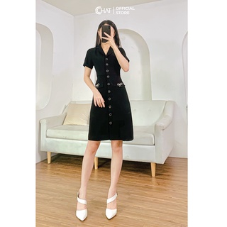 Váy cổ 2 ve nơ đá CCHAT