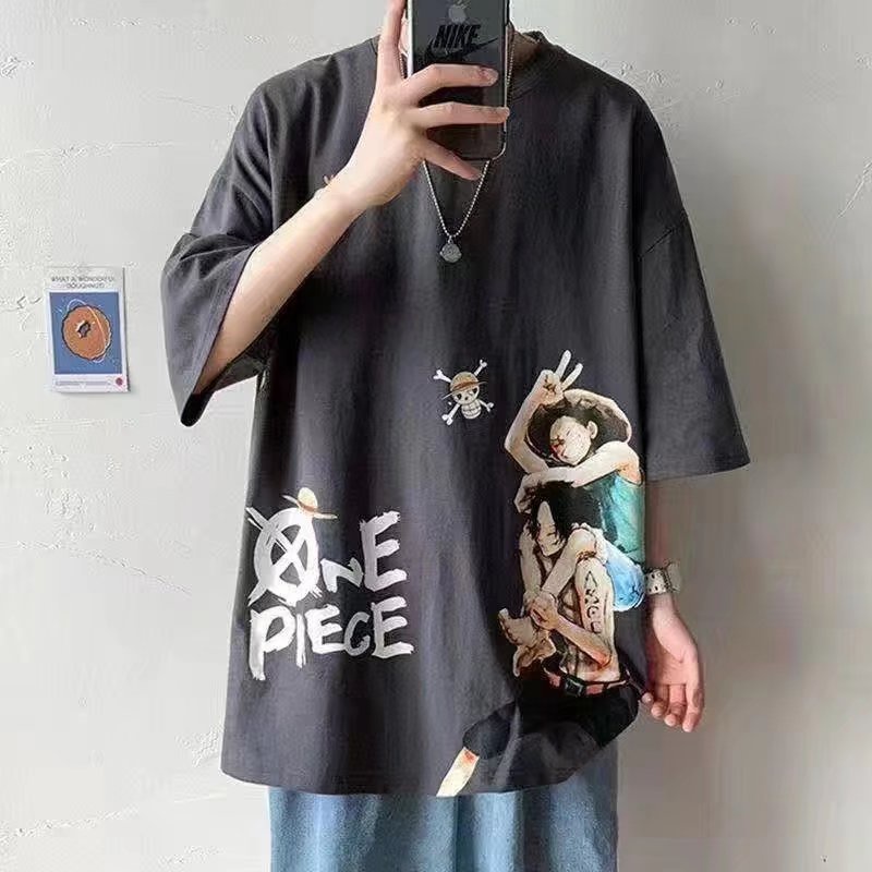 M-8XL áo phông nam big size Áo Thun Thể Thao Plus Size Cổ Tròn Tay Ngắn In Hình Cướp Biển Nhật Bản