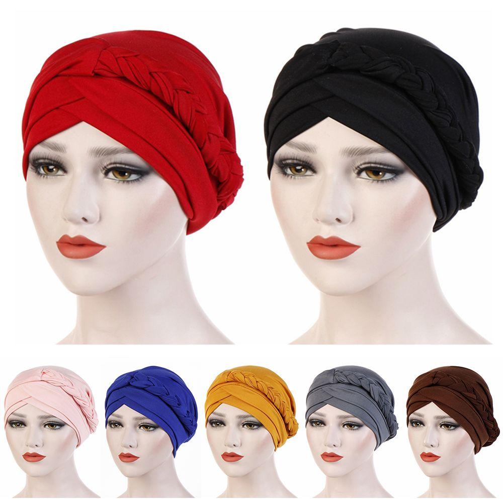 Mũ Turban Trùm Đầu Co Giãn Màu Sắc Trơn Thời Trang Cho Nữ