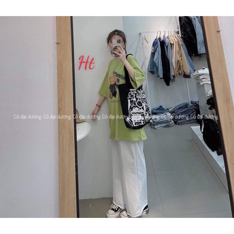 Sét áo gấu nâu+quần xuông trắng HT11