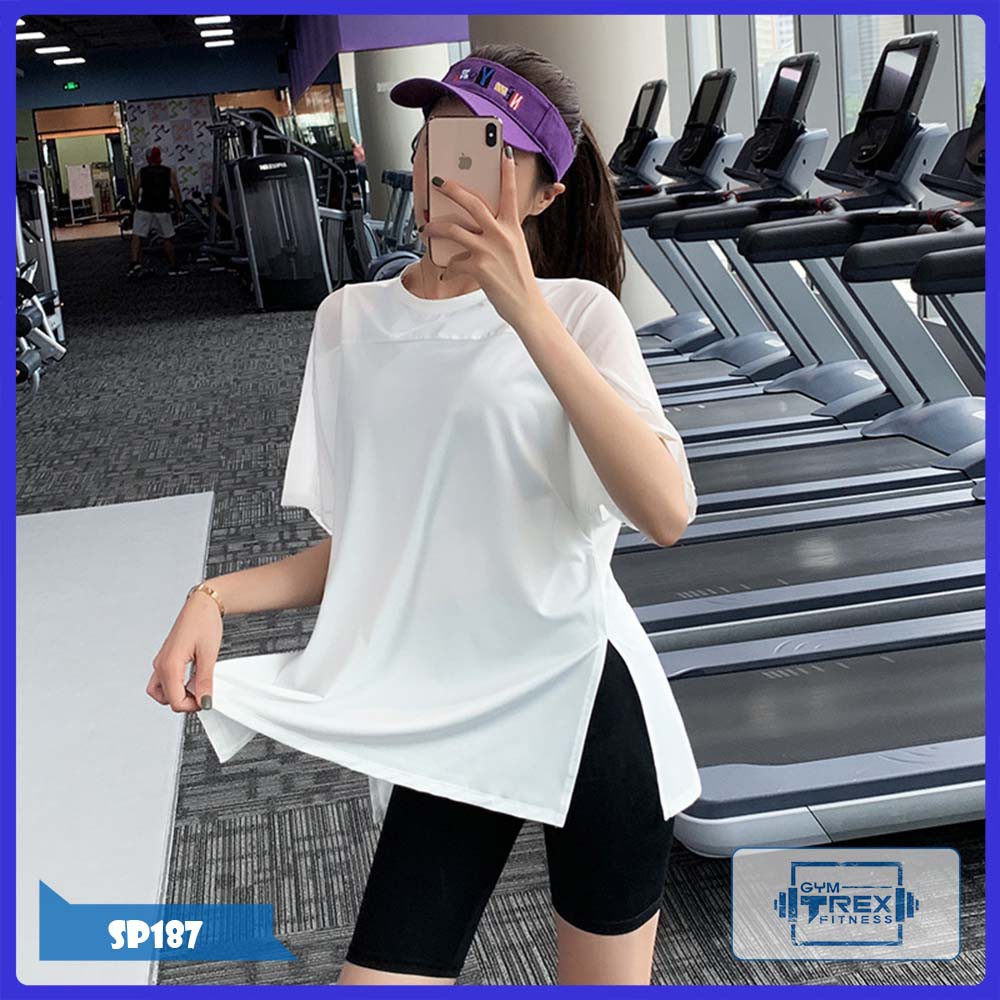 Áo tập gym nữ dáng rộng SP187, Áo thể thao unisex nữ cộc tay [Gym T-Rex]