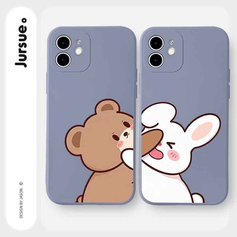 Ốp lưng JURSUE hoạt hình cặp đôi dễ thương đẹp Cho iPhone 14 13 12 11 Pro Max SE 2020 X XR XS 8 7 ip 6S 6 Plus kute Y2343