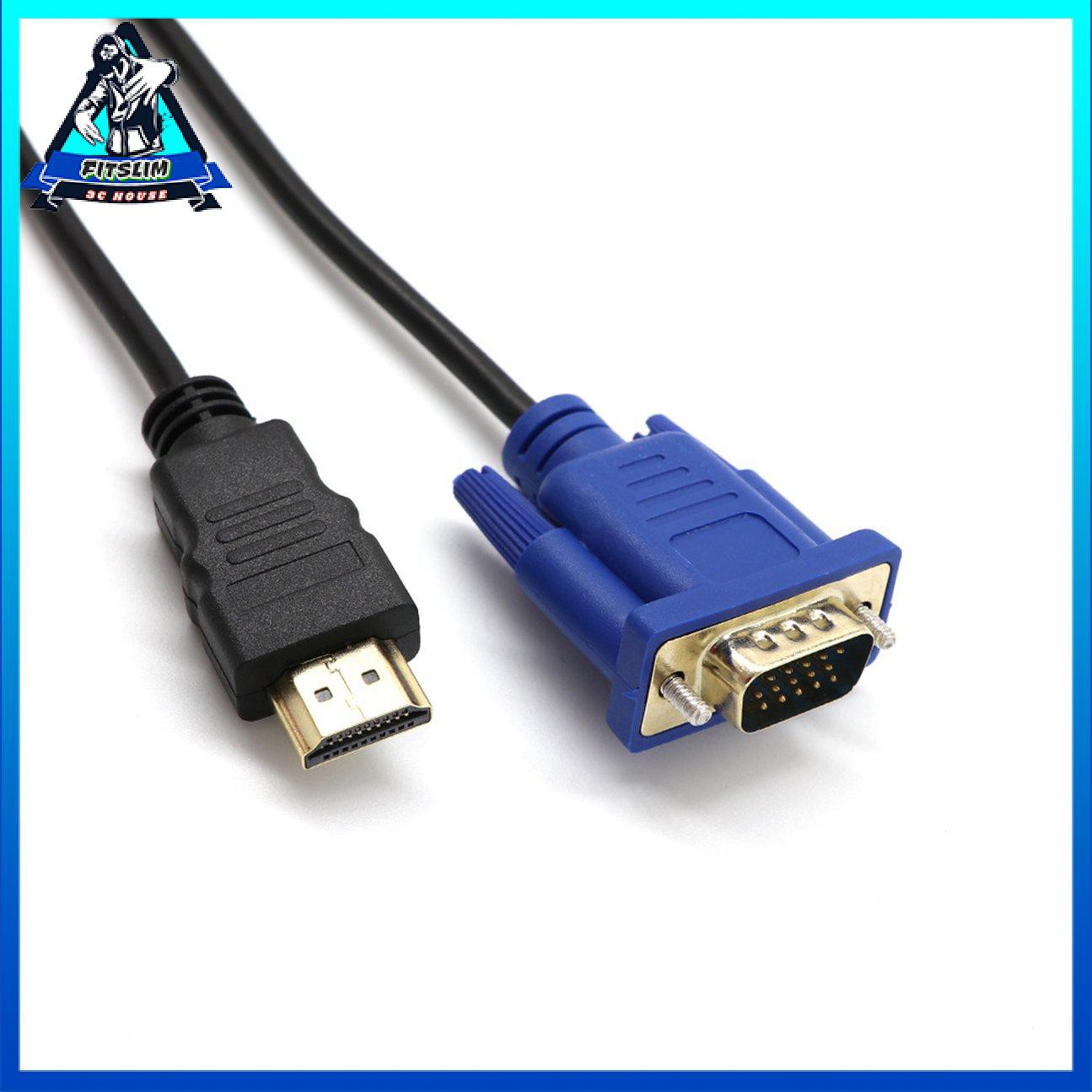 1.8M / 6FT Vàng HDMI Nam sang VGA Nam 15 Pin Cáp chuyển đổi video 1080P