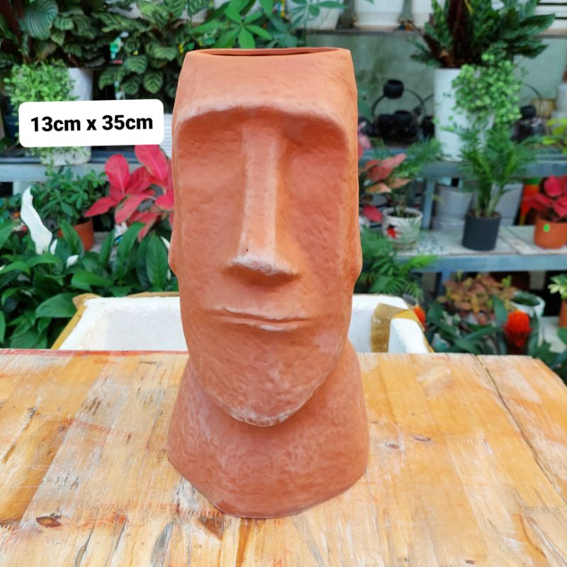 Chậu đất nung, Chậu sen đá, Mr Moil, miệng chậu 13cm, chiều cao 35cm