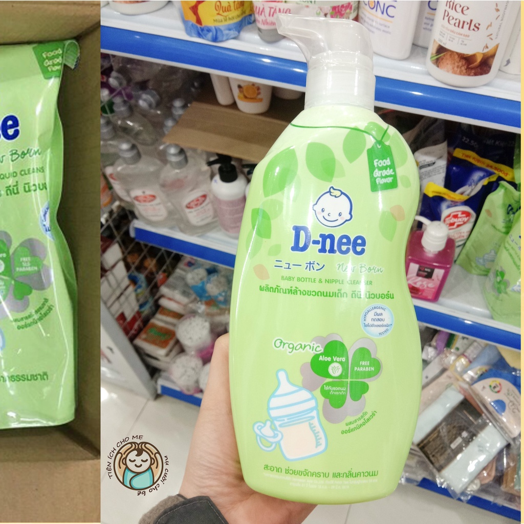 Nước rửa bình sữa Dnee 600ml newborn, rửa chén bát và rau quả hữu cơ Organic an toàn cho bé