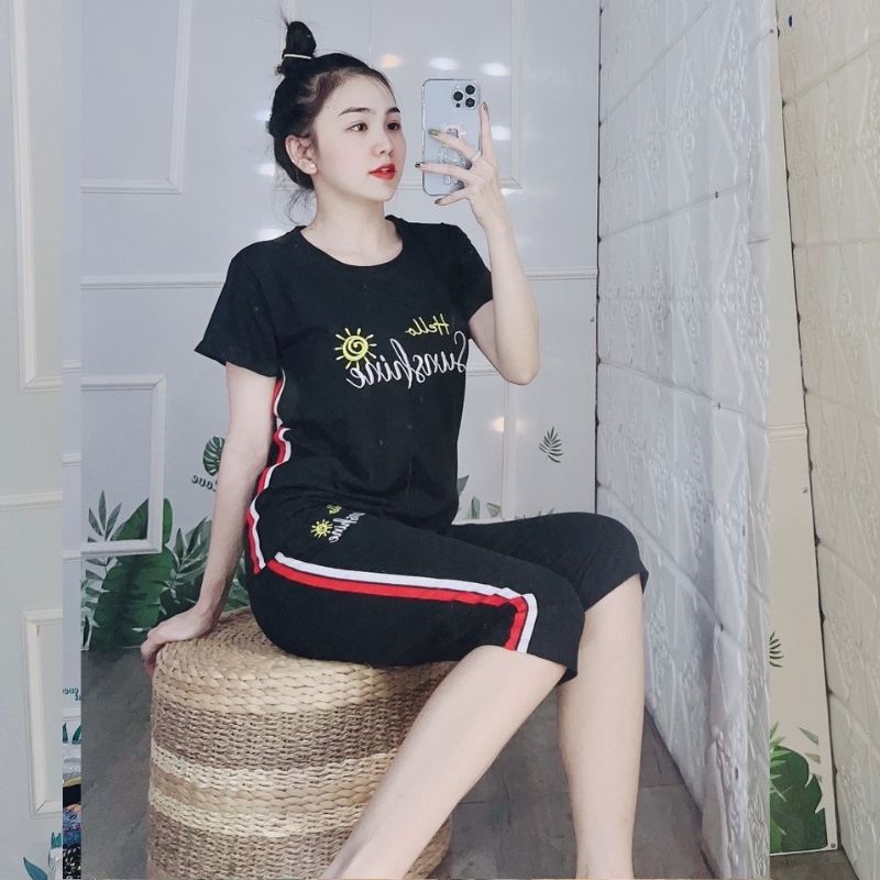 Đồ bộ mặc nhà nữ ngủ quần lửng bigsize thun cotton mùa hè đẹp dễ thương sang chảnh trung niên cho mẹ  ESHOP DB21