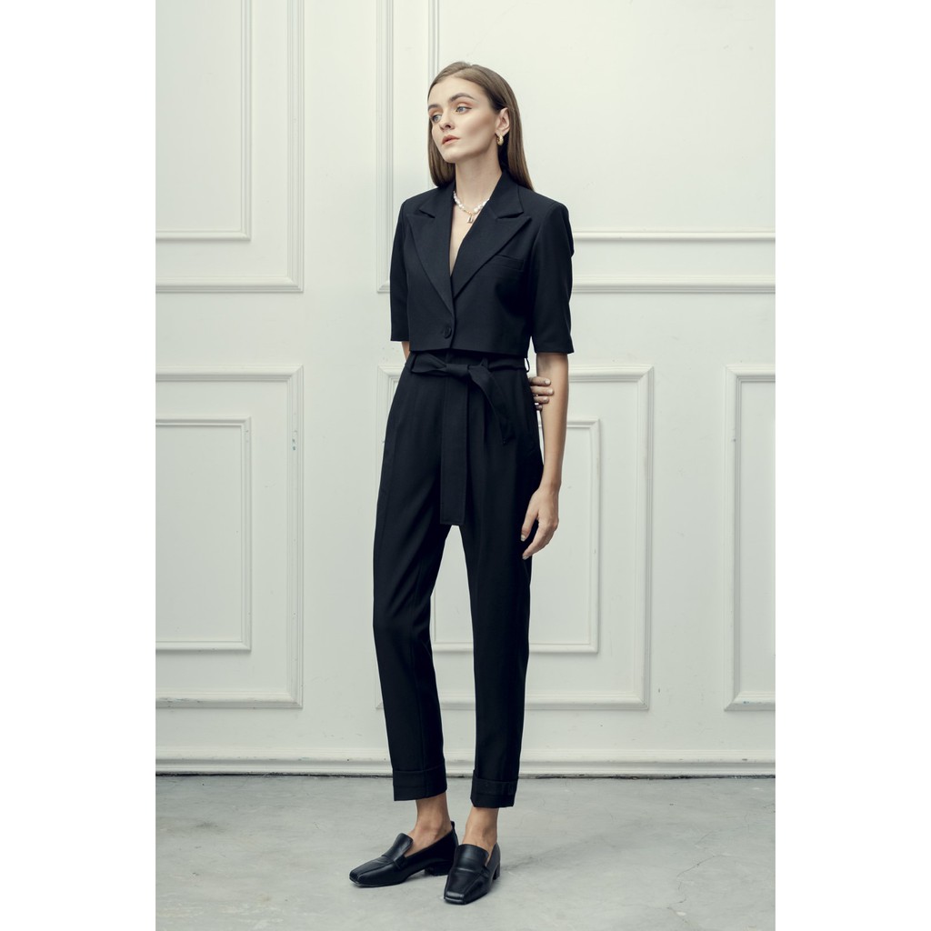 Set Suit Ngắn Tay 1 Khuy ONMIX Đen Trơn - SKU17