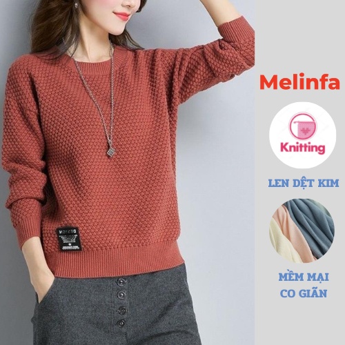 Áo len nữ cổ tròn, áo len nữ dáng thụng chất len mềm mịn co giãn thoải mái thời trang Hàn Quốc mặc mùa thu đông mã A0211