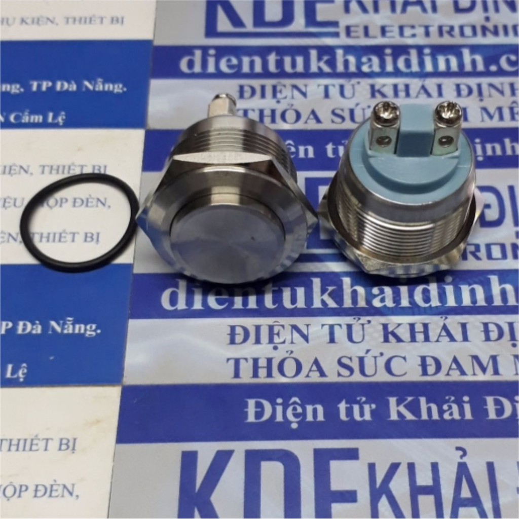 nút nhấn inox chống nước, dạng tròn khoét lỗ 22mm, nút nhấn đề, ấn nhả GQ22 đầu lồi kde4654