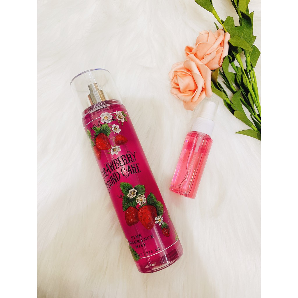 ► ( 33ML)Xịt Thơm Nước Hoa Toàn Thân Bath & Body Works - Strawberry Pound Cake Chuẩn Authentic