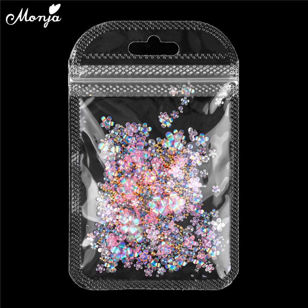MONJA Hạt Kim Loại 6 Màu Đính Trang Trí Móng Tay 3D