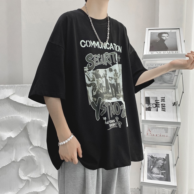 Áo thun Unisex form rộng tay lỡ, Áo phông nam nữ cotton thấm hút, dày dặn mềm mịn họa tiết SECUR