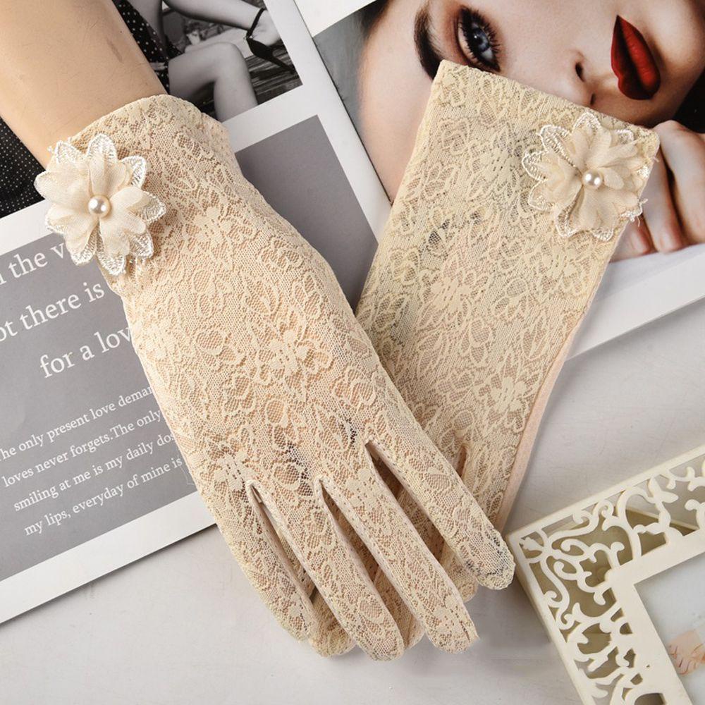 IVORY Đôi Găng Tay Chống Nắng Chống Trượt Họa Tiết Hoa Có Thể Chạm Màn Hình Cảm Ứng