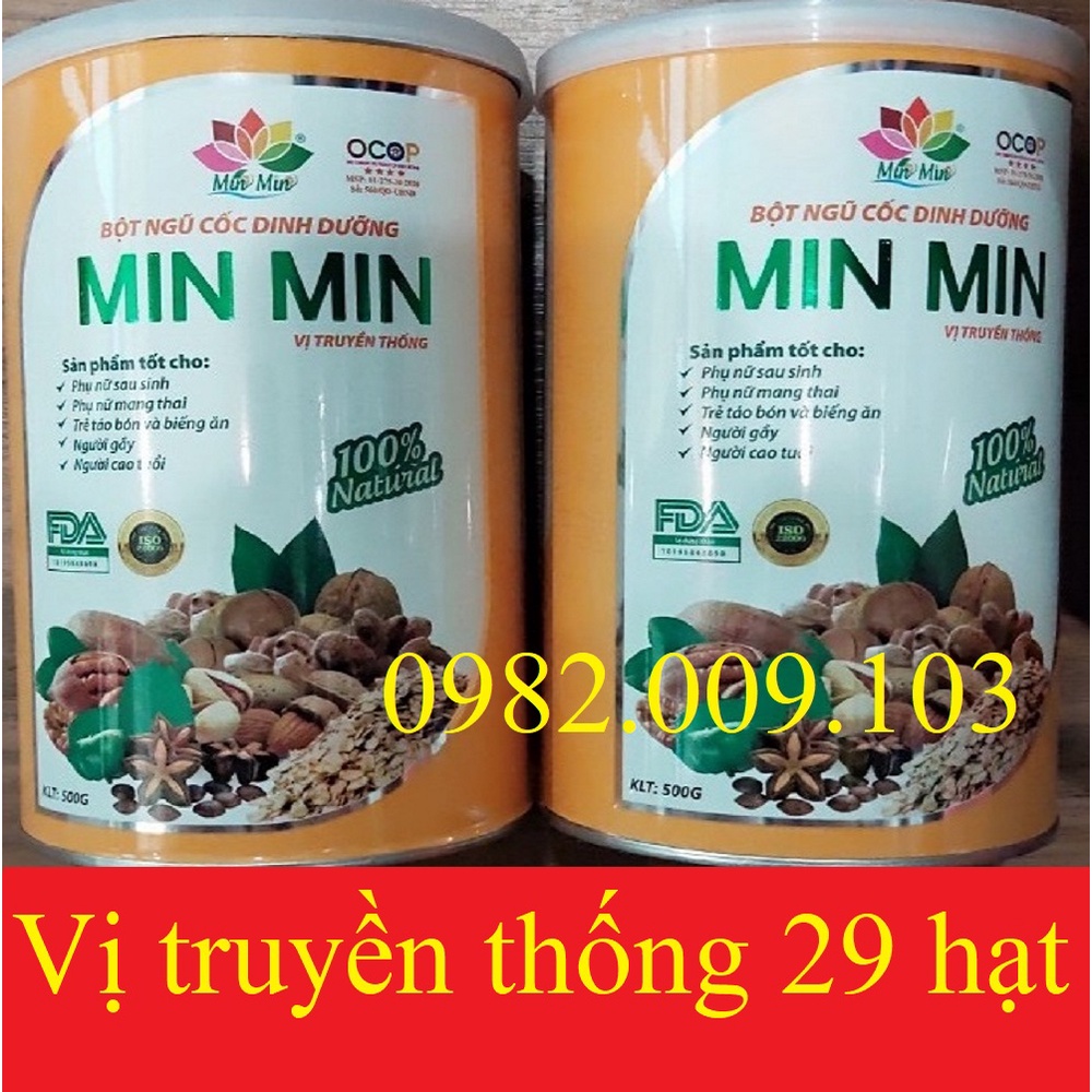 ngũ cốc bột ngũ cốc dinh dưỡng min min vị truyền thống 29 hạt hộp 500gram