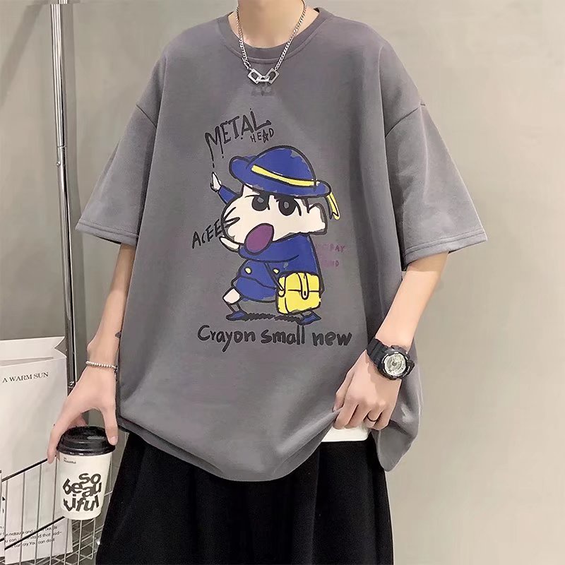 Áo Thun Tay Ngắn Dáng Rộng In Họa Tiết Hoạt Hình Phong Cách Hàn Quốc Thời Trang Mùa Hè Cho Nam Size M-8XL