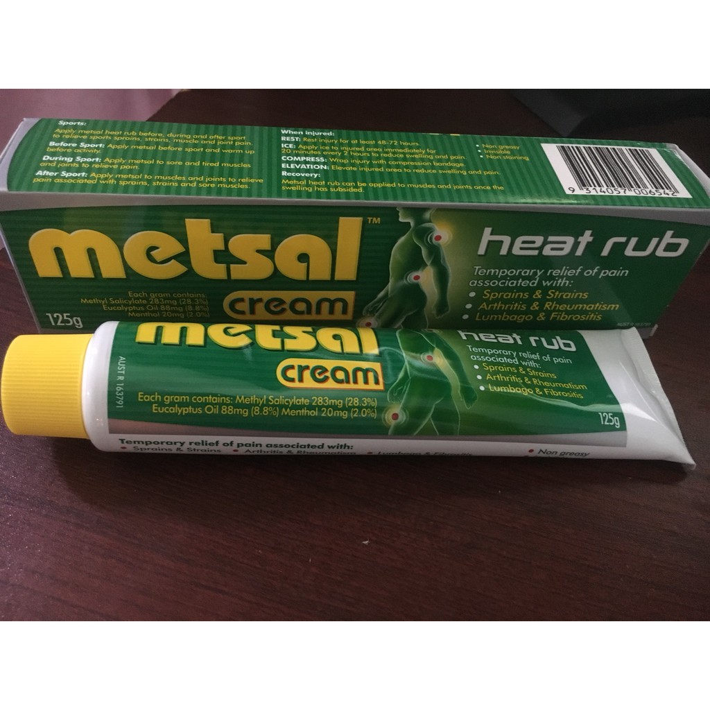 Dầu Xoa Bóp Metsal Heat Rub Cream 125g-Xách tay Úc