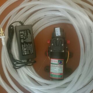 Compo máy rửa xe mini ( 1máy bơm cao áp 12v60w, 1 nguồn 12v5a, 1 đầu xịt và 30m dây bơm)