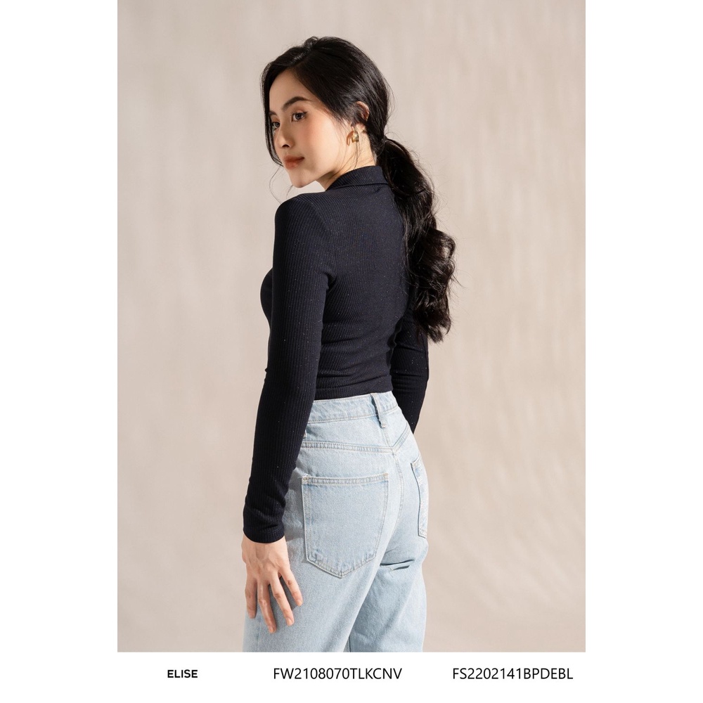 Áo len tím than khóa cổ thiết kế Elise FW2108070TLKCNV