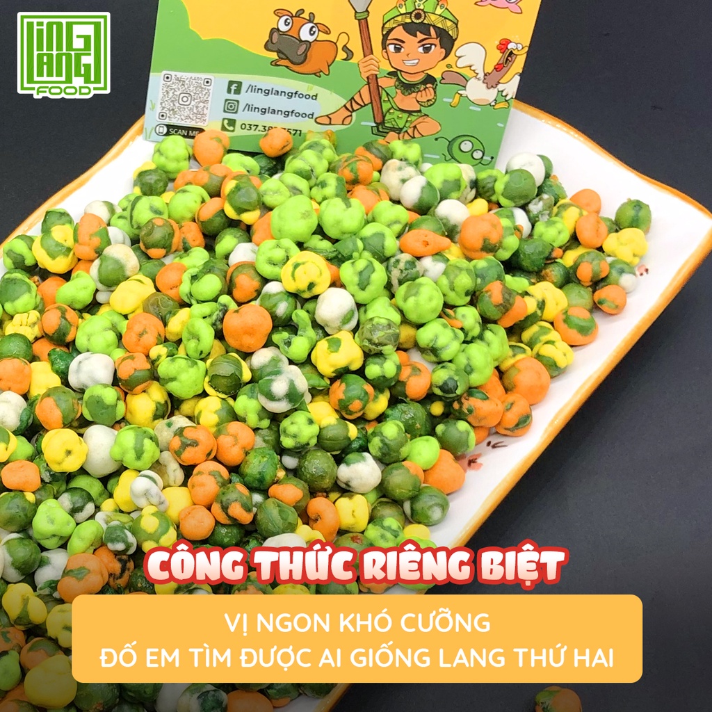 Đậu Hà Lan mix 5 vị sấy Ling Lang Food hũ 420g: Tỏi Ớt, Wasabi, Sữa, Phô Mai, Sầu Riêng