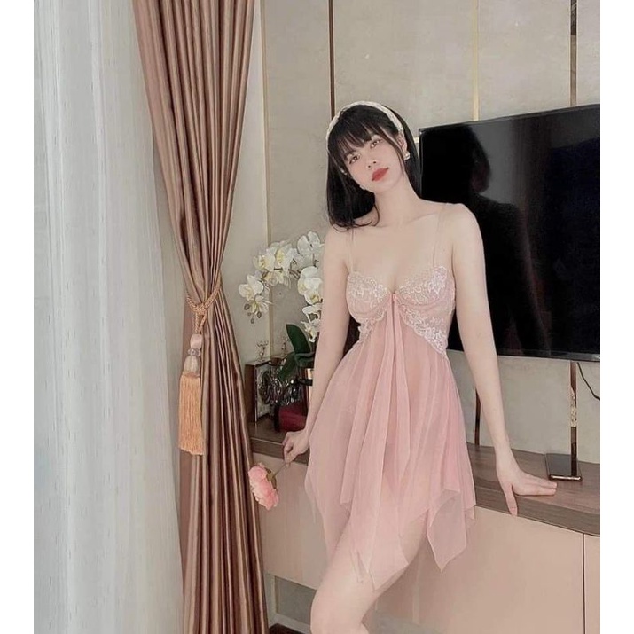 Váy ngủ ren gợi cảm có khóa gài trước kèm gọng ôm ngực xẻ sau SẴN
