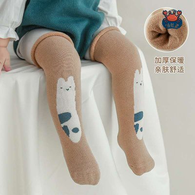 Tất trẻ em mùa thu đông Cotton vớ dài quá đầu gối tất dài chân giữ ấm cho bé trai và phụ nữ mùa đông dày thêm nhung