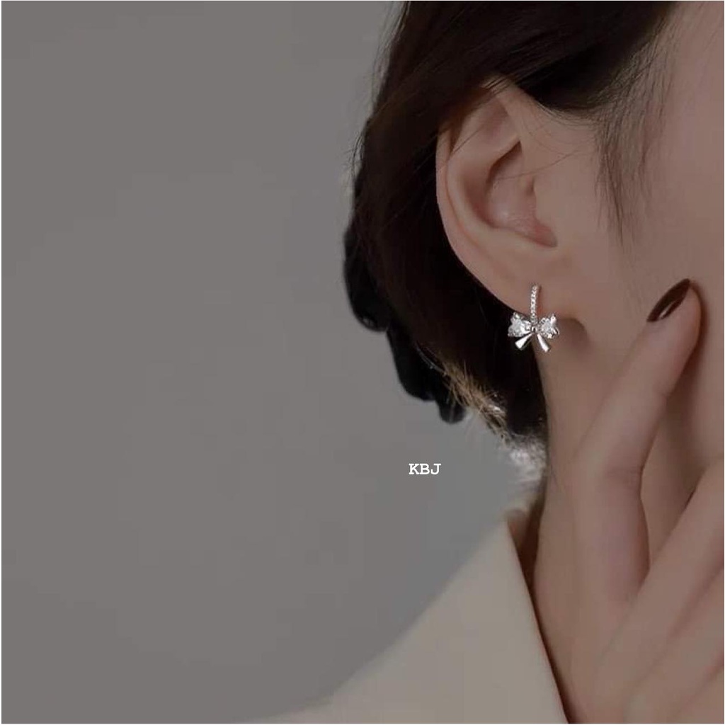 Bông tai nơ cực xinh chuẩn bạc ta