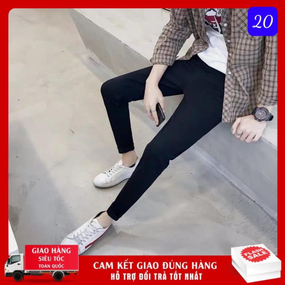 Quần jean nam đen đậm trơn không rách gối chất bò cao cấp co dãn 4 chiều cực đẹp, quần rin trơn đẹp AN105 mẫu mới !