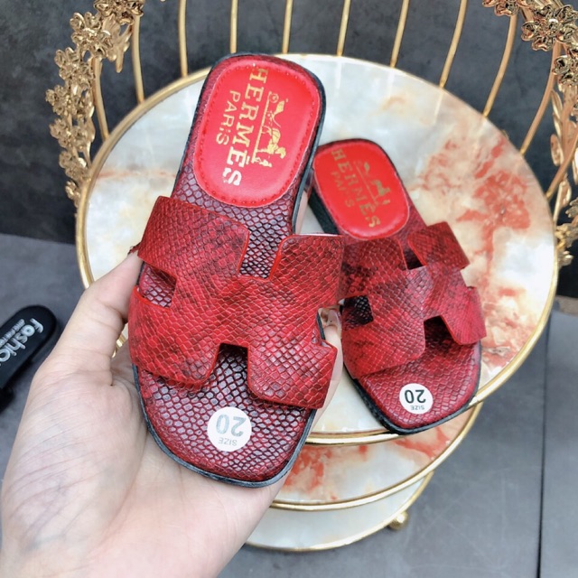Dép HM da rắn bé gái